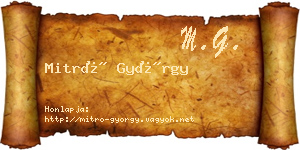 Mitró György névjegykártya